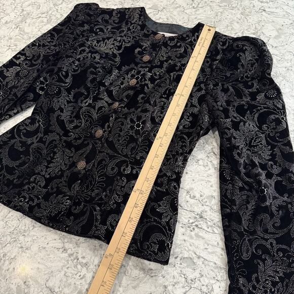 Vintage 80s Gunne Sax Jacket Size XS Jessica McClintock Velvet Peplum Edwardian - Picture 15 of 15